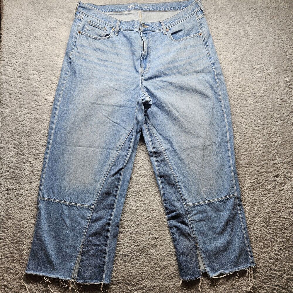 Old Navy Blue High Rise Baggy Wide Leg Jeans Womens Size 18 Drapey Denim Casual